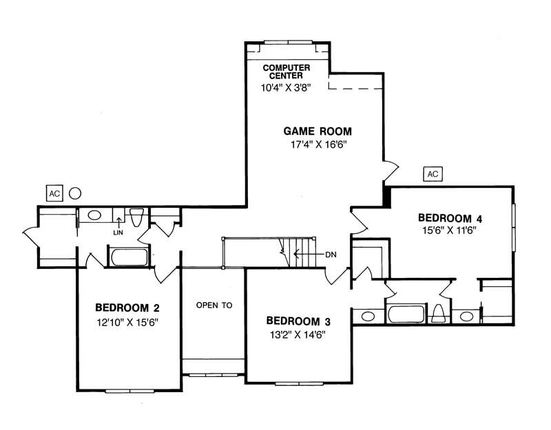 Floor Plan Second Story of Country Plan #178-1118