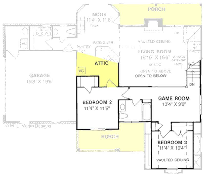 Floor Plan Second Story of Country Plan #178-1119