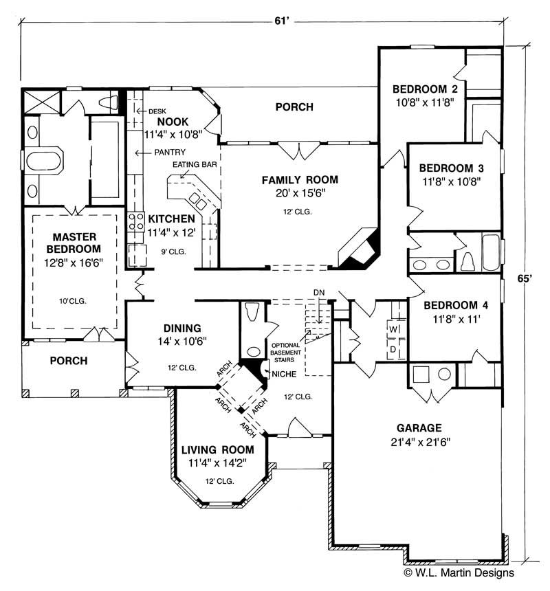 Floor Plan First Story of European Plan #178-1120