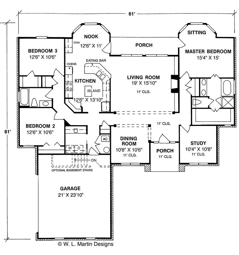 Floor Plan First Story of Ranch Plan #178-1122