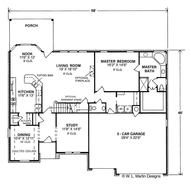 Floor Plan First Story of Traditional Plan #178-1123