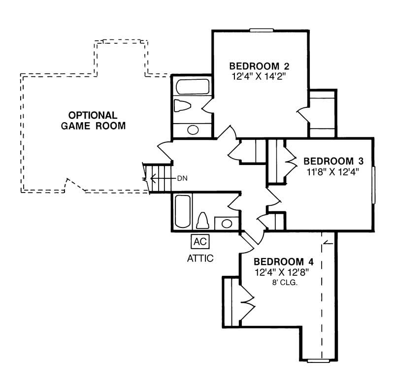 Floor Plan Second Story of Traditional Plan #178-1123
