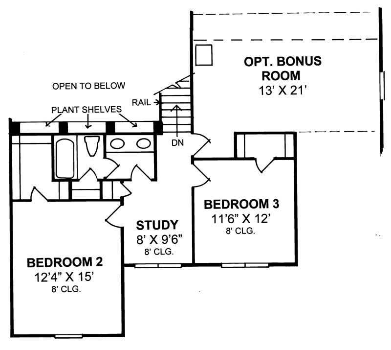 Floor Plan Second Story of Country Plan #178-1124