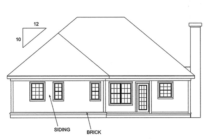 Home Plan Rear Elevation of this 3-Bedroom,1263 Sq Ft Plan -178-1125