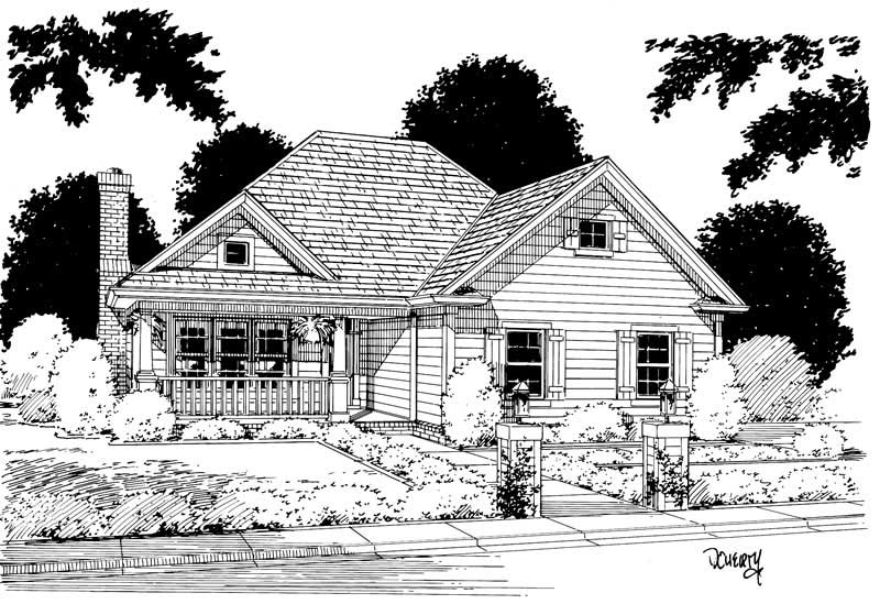 Front View of this 3-Bedroom, 1263 Sq Ft Plan - 178-1125