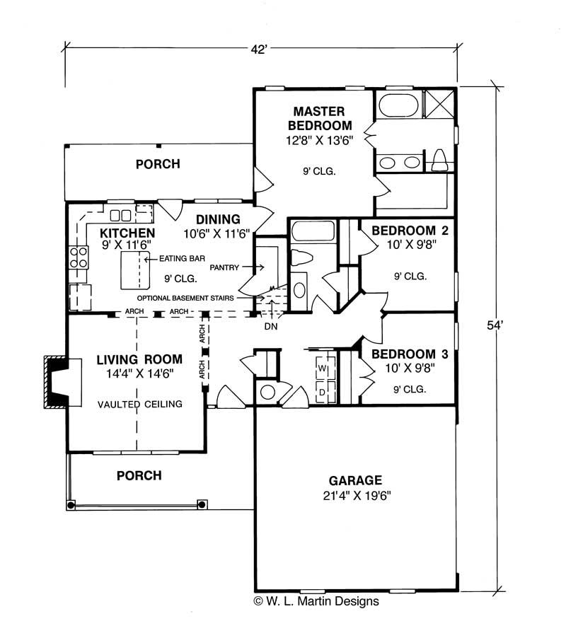Floor Plan First Story of Small House Plans #178-1125