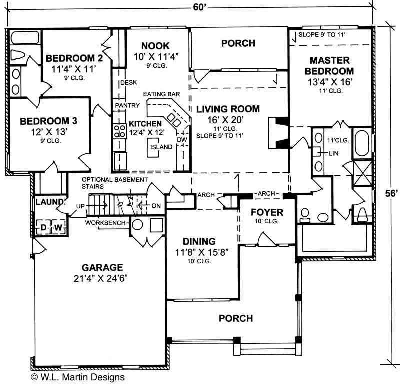 Floor Plan First Story of Ranch Plan #178-1126