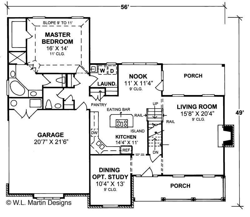 Floor Plan First Story of Country Plan #178-1129