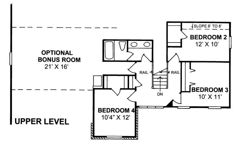Floor Plan Second Story of Country Plan #178-1129