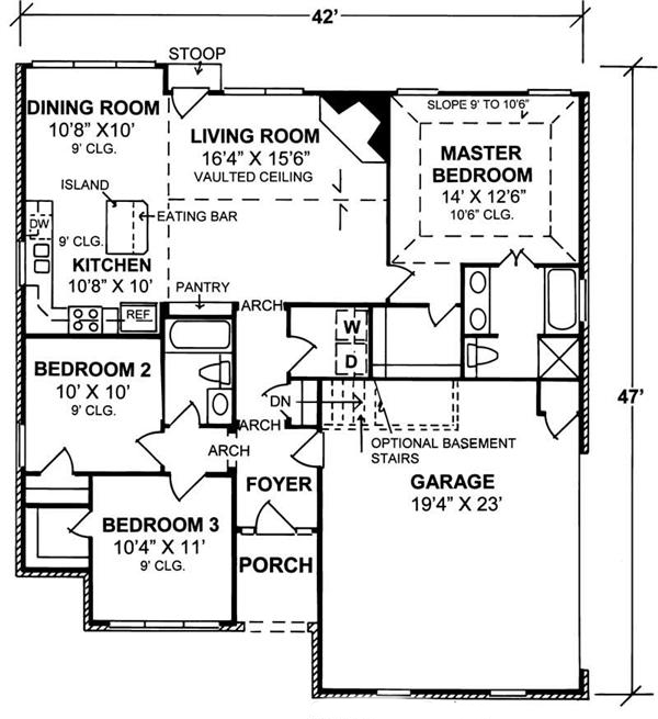 Floor Plan First Story of Small House Plans #178-1131