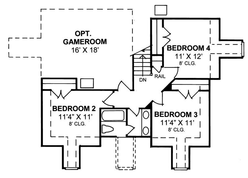 Floor Plan Second Story of Country Plan #178-1132
