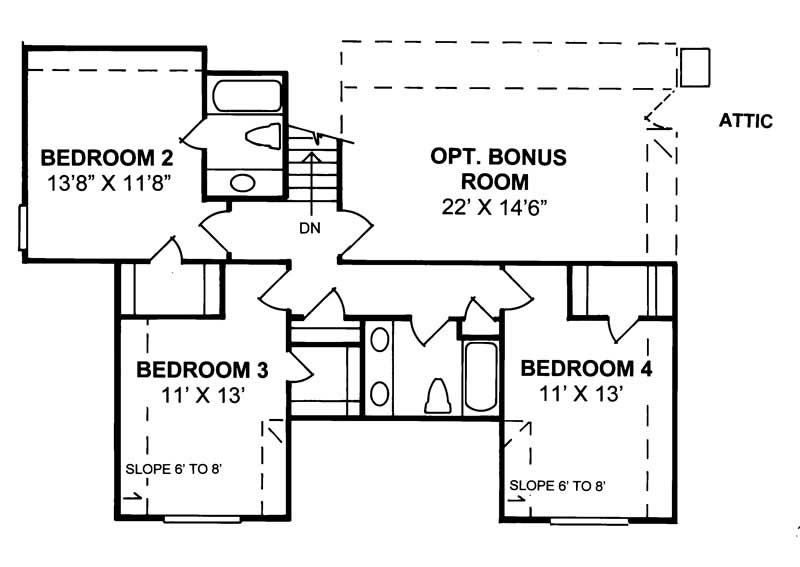 Floor Plan Second Story of Country Plan #178-1133