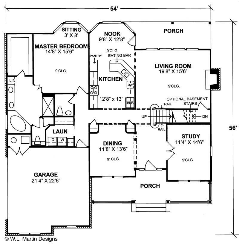 Floor Plan First Story of Country Plan #178-1134