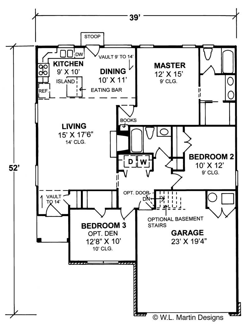 Floor Plan First Story of Small House Plans #178-1135