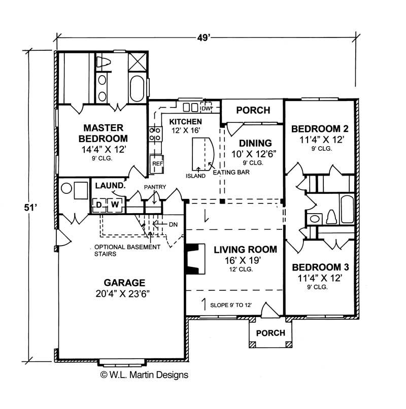 Floor Plan First Story of Small House Plans #178-1136