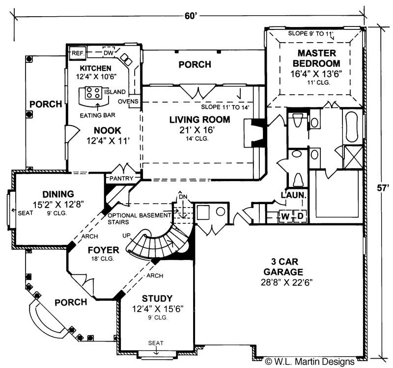 Floor Plan First Story of Country Plan #178-1139