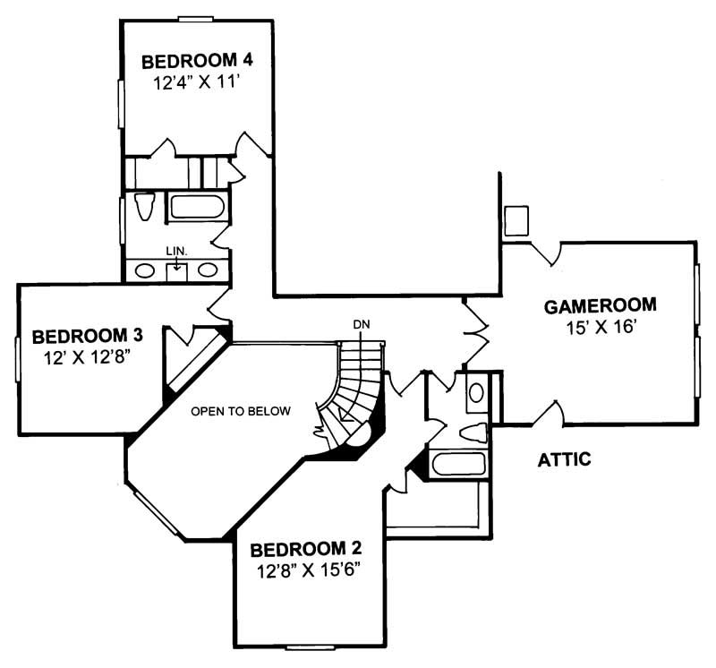 Floor Plan Second Story of Country Plan #178-1139