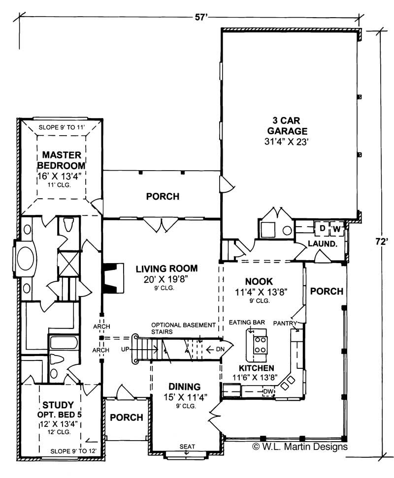 Floor Plan First Story of Country Plan #178-1140