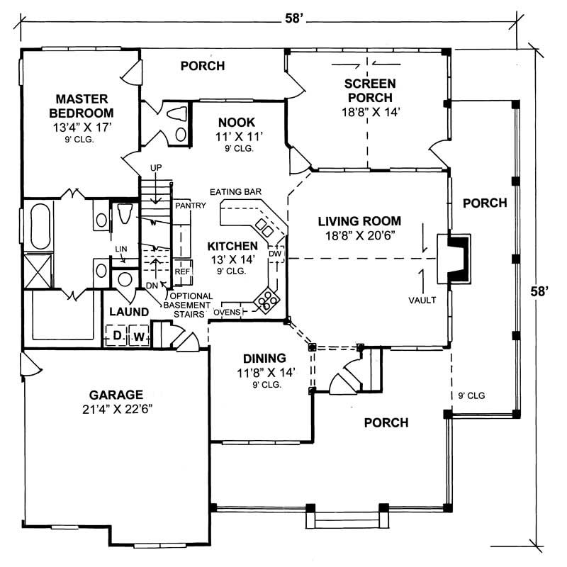 Floor Plan First Story of Country Plan #178-1142