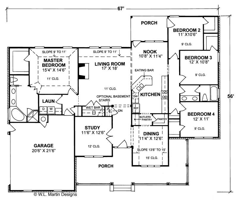 Floor Plan First Story of Ranch Plan #178-1143