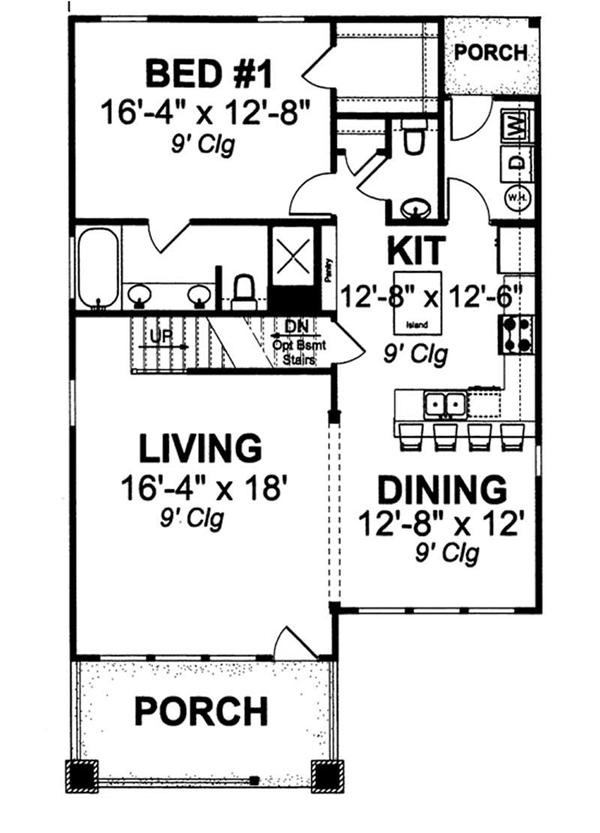 Floor Plan First Story of Bungalow Plan #178-1144