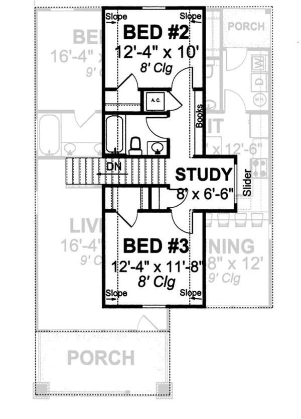 Floor Plan Second Story of Bungalow Plan #178-1144