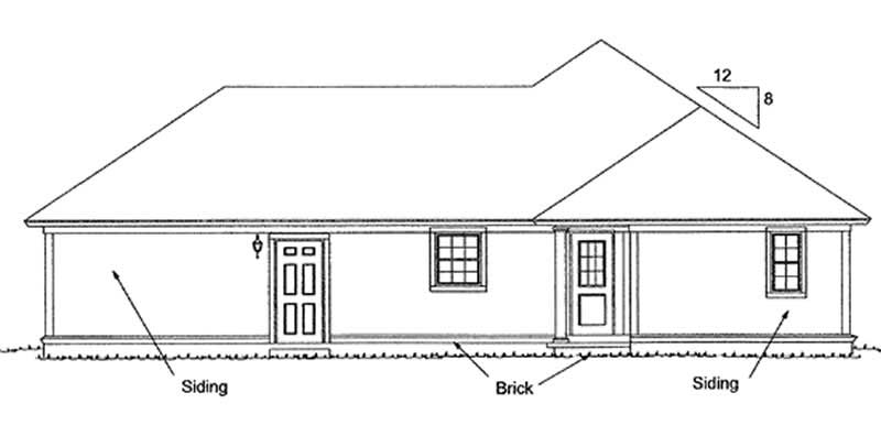 Home Plan Rear Elevation of this 3-Bedroom,1271 Sq Ft Plan -178-1145