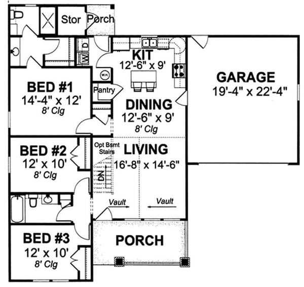 Floor Plan First Story of Country Plan #178-1145