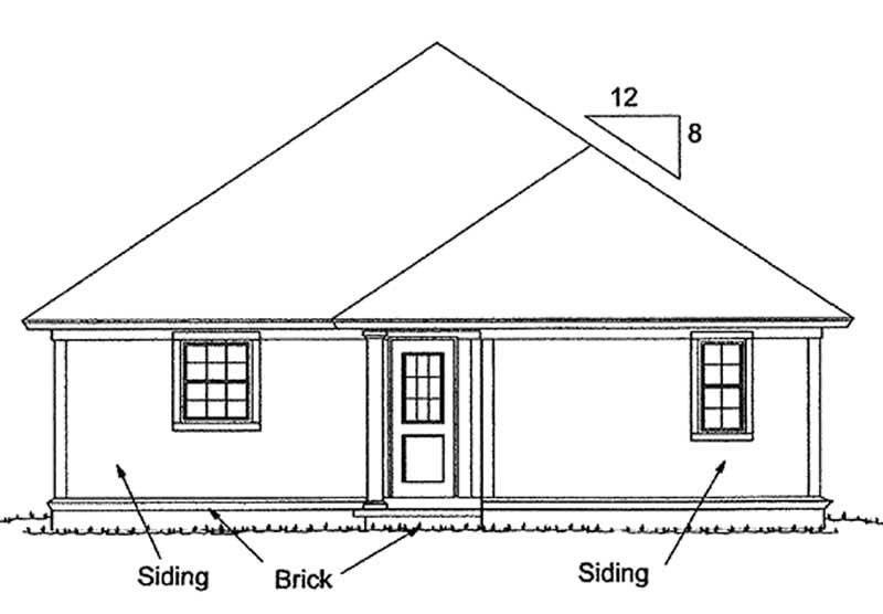 Home Plan Rear Elevation of this 3-Bedroom,1271 Sq Ft Plan -178-1146