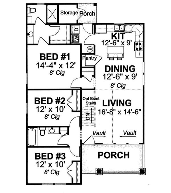 Floor Plan First Story of Bungalow Plan #178-1146