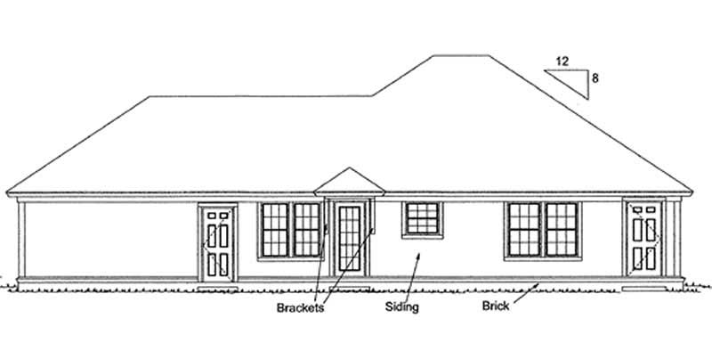 Home Plan Rear Elevation of this 3-Bedroom,1286 Sq Ft Plan -178-1147