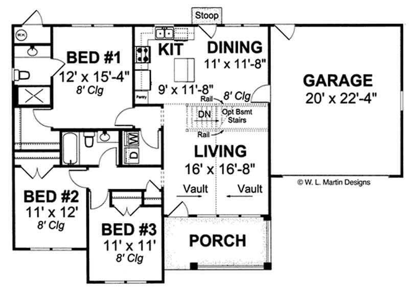 Floor Plan First Story of Country Plan #178-1147