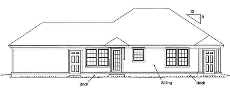 Home Plan Rear Elevation of this 4-Bedroom,1481 Sq Ft Plan -178-1149