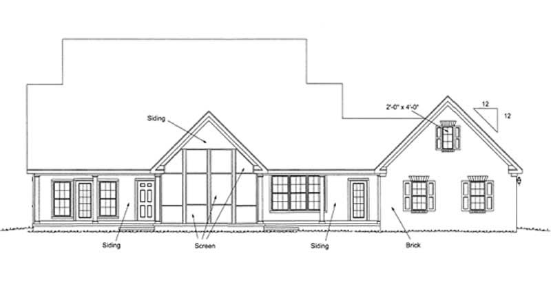 Home Plan Rear Elevation of this 3-Bedroom,2562 Sq Ft Plan -178-1151