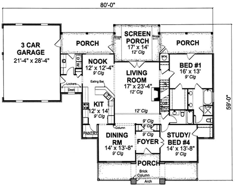 Floor Plan First Story of Country Plan #178-1151