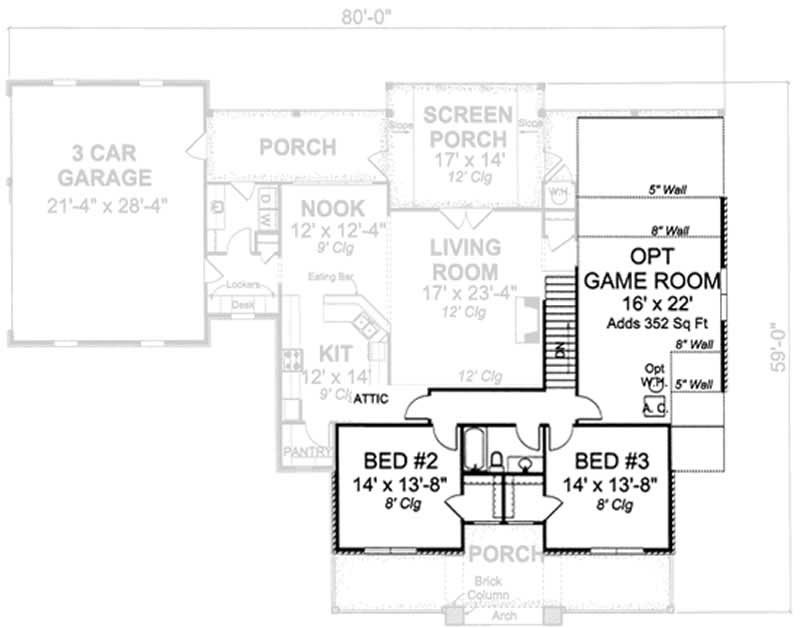 Floor Plan Second Story of Country Plan #178-1151