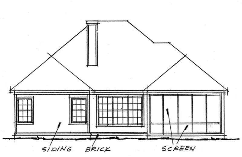 Home Plan Rear Elevation of this 2-Bedroom,1274 Sq Ft Plan -178-1152