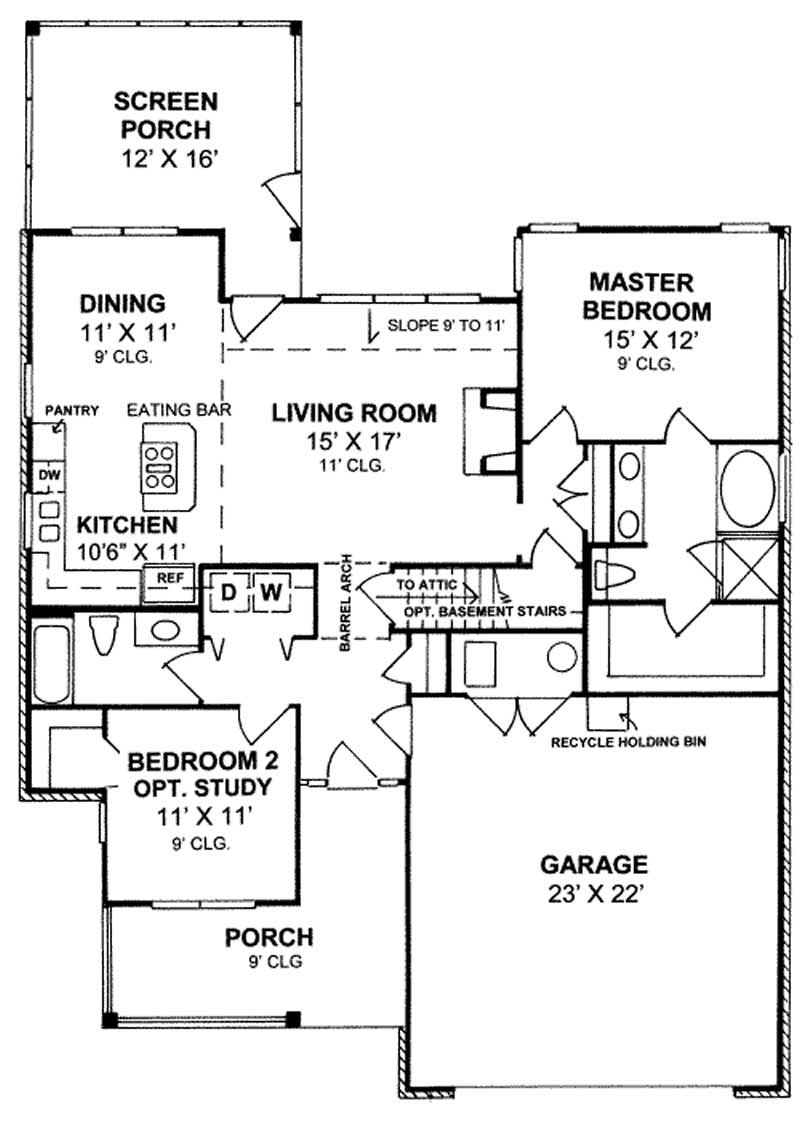 Floor Plan First Story of Ranch Plan #178-1152
