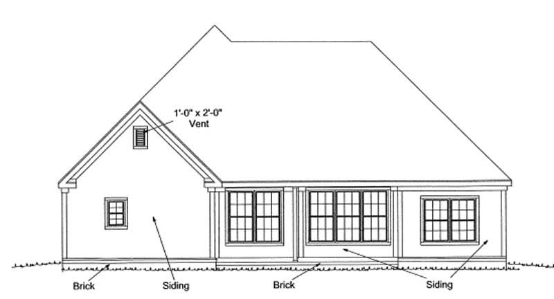 Home Plan Rear Elevation of this 3-Bedroom,1595 Sq Ft Plan -178-1153