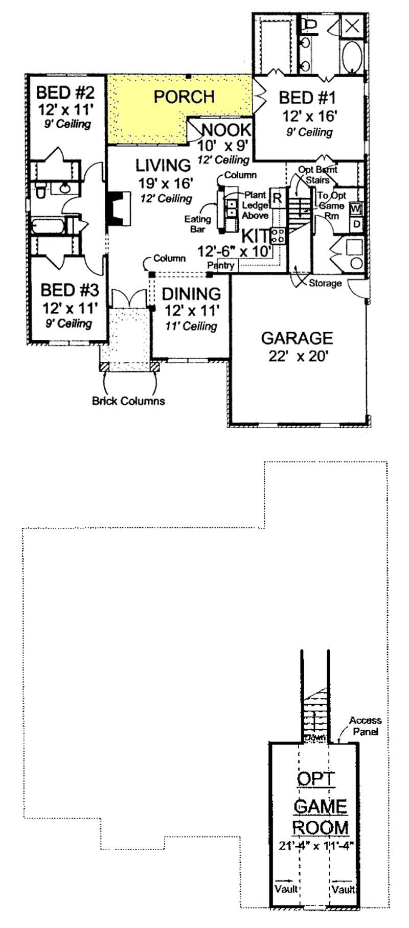Floor Plan First Story of Ranch Plan #178-1153