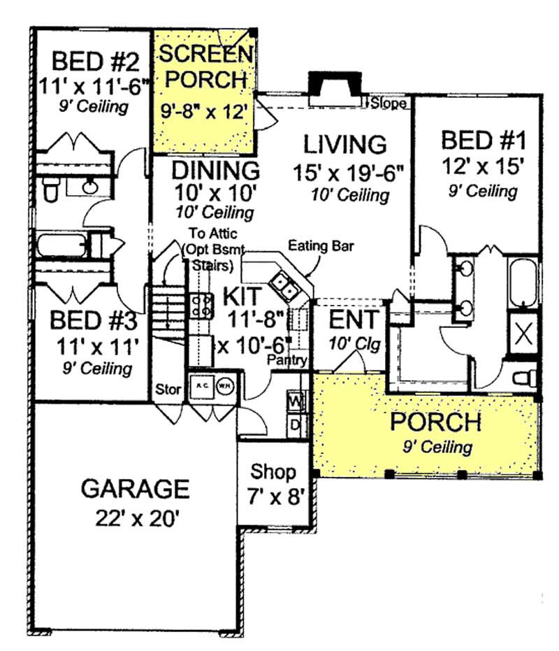 Floor Plan First Story of Country Plan #178-1154