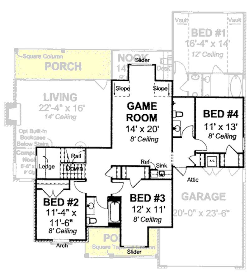 Floor Plan Second Story of Cape Cod Plan #178-1156