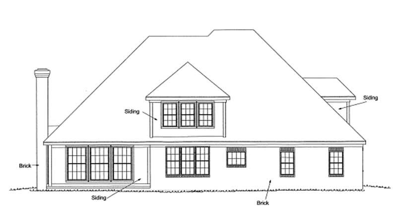 Home Plan Rear Elevation of this 4-Bedroom,3451 Sq Ft Plan -178-1157