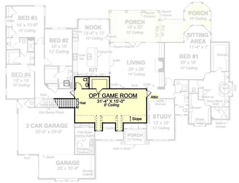 Floor Plan Bonus Room of Traditional Plan #178-1158