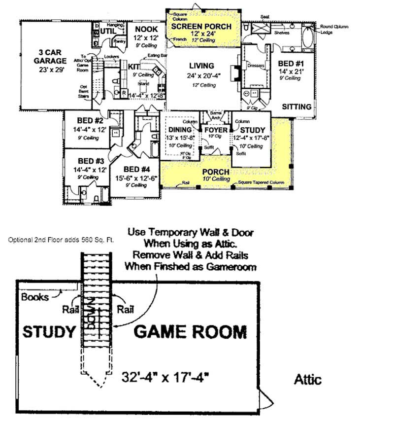 Floor Plan First Story of Country Plan #178-1159
