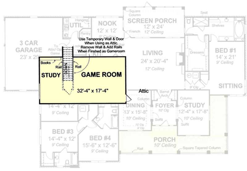 Floor Plan Second Story of Country Plan #178-1159