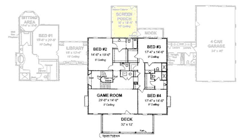 Floor Plan Second Story of Colonial Plan #178-1160