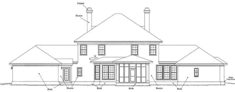 Home Plan Rear Elevation of this 4-Bedroom,4166 Sq Ft Plan -178-1161