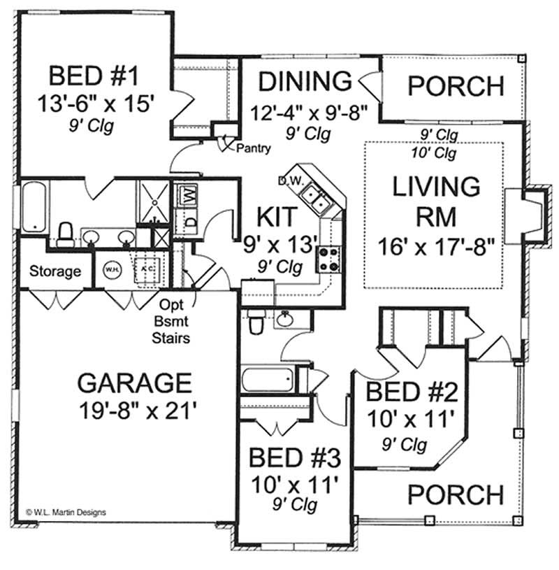 Floor Plan First Story of Country Plan #178-1163