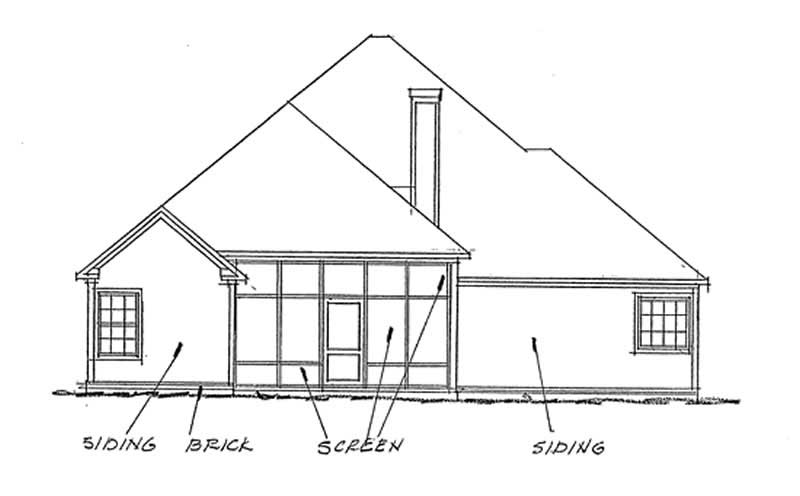 Home Plan Rear Elevation of this 3-Bedroom,2116 Sq Ft Plan -178-1164